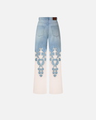 Pinko Wide Leg Jeans With Sheer Organza Light Vintage Wash