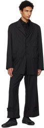Y-3 Black Pinstripe Refined Wool Chore Blazer