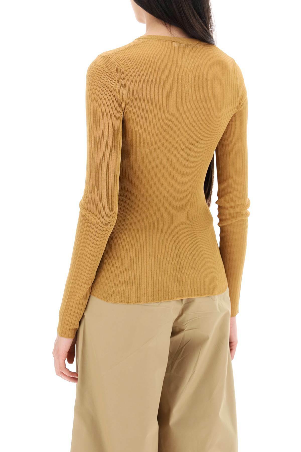 MAX MARA long-sleeved ribbed knit top for men Brown