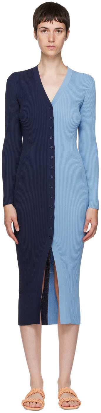 Staud Navy & Blue Shoko Midi Dress Staud Staud Navy & Blue Shoko Midi Dress Staud
