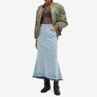 3.Paradis Women's Long Denim Skirt in Washed Blue