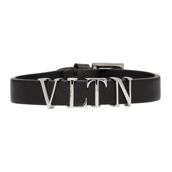 Photo: Valentino Black and Silver Valentino Garavani VLTN Bracelet