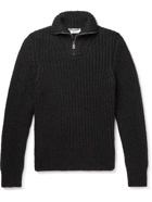 Officine Générale - Ribbed Alpaca-Blend Half-Zip Sweater - Black
