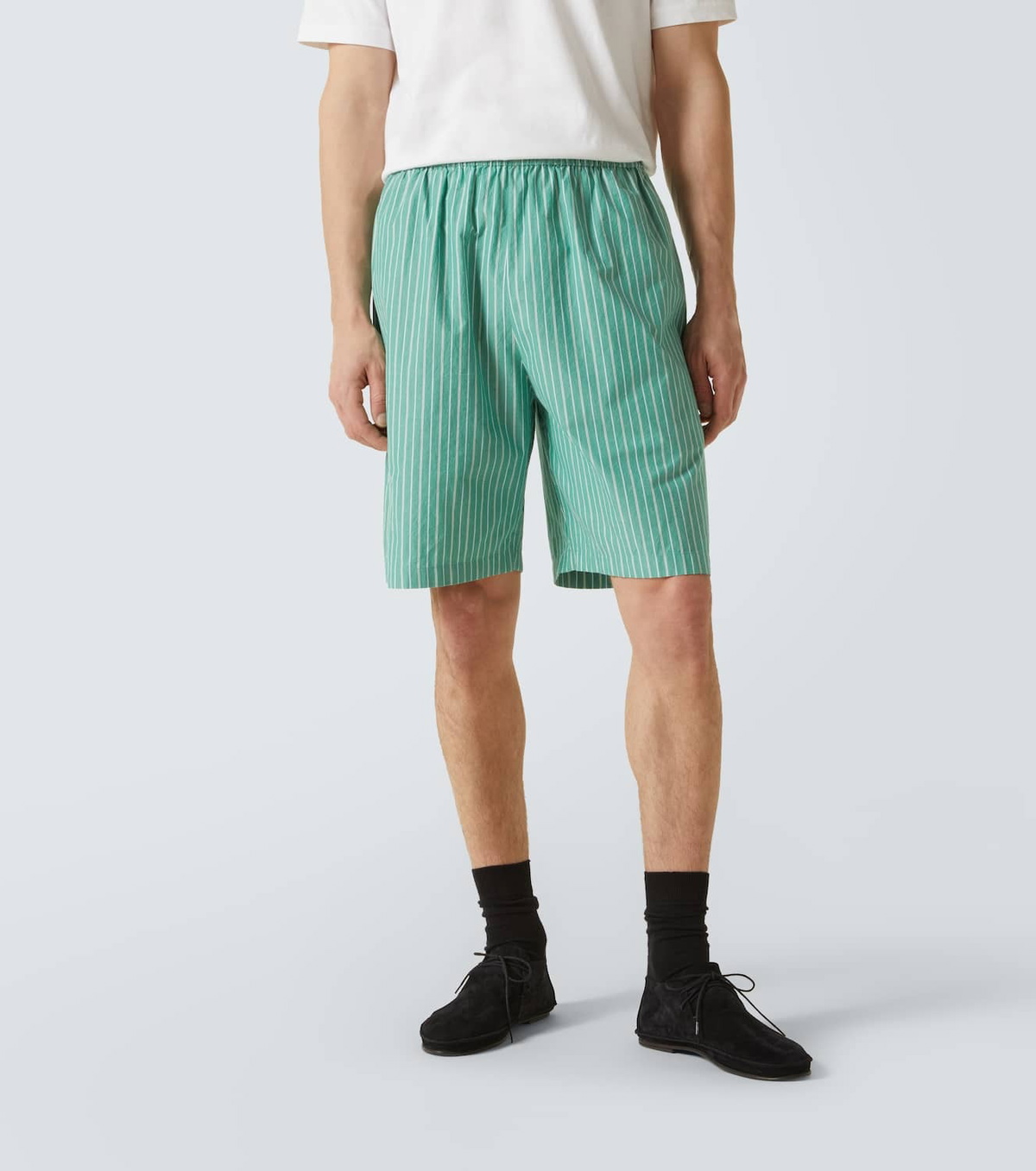 The Row Zindel striped cotton shorts