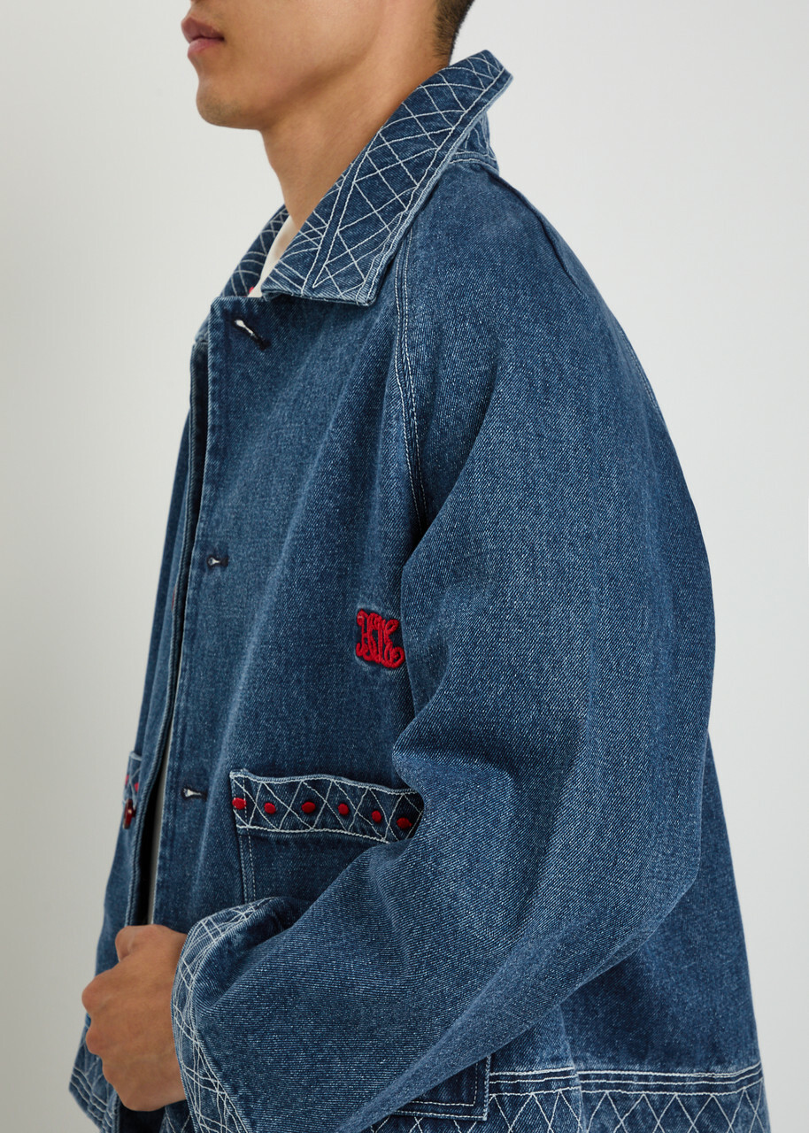 Bode Embroidered Denim Jacket Indigo