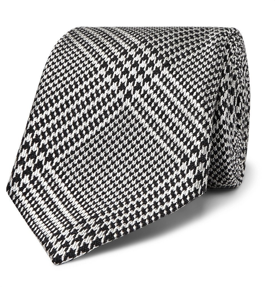 TOM FORD - 8.5cm Houndstooth Silk and Wool-Blend Tie - Gray TOM FORD