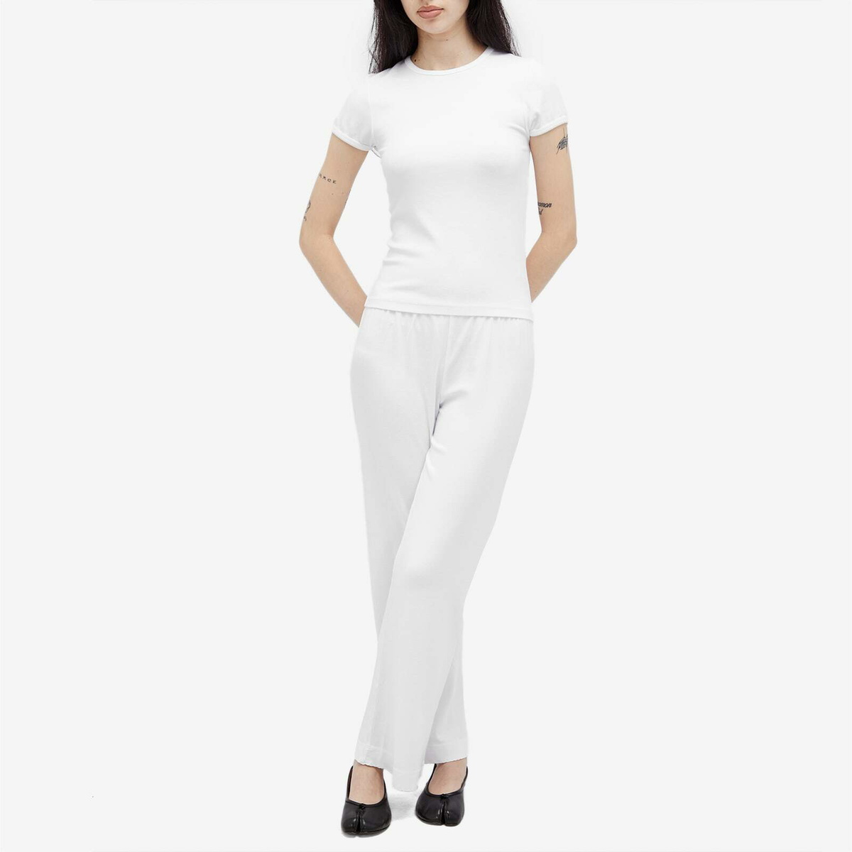 DONNI. Women's Baby Rib Baby T-Shirt in Powder