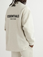 FEAR OF GOD ESSENTIALS - Logo-Flocked Cotton-Blend Jersey Mock-Neck Sweatshirt - Neutrals