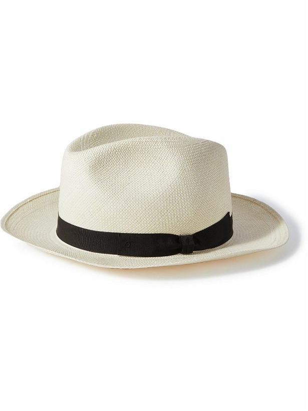 Photo: Anderson & Sheppard - Grosgrain-Trimmed Straw Panama Hat - Neutrals