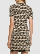 VALENTINO - Wool Knit Logo Short Sleeve Mini Dress