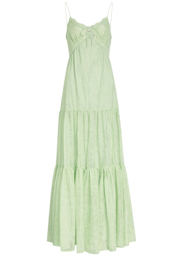 Photo: Alice + Olivia Nicky Embroidered Tiered Chiffon Maxi Dress Light Green