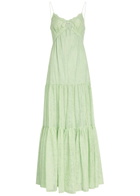 Alice + Olivia Nicky Embroidered Tiered Chiffon Maxi Dress Light Green