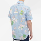 Thom Browne Men's Short Sleeve Hawaiian Print Shirt in Light Blue