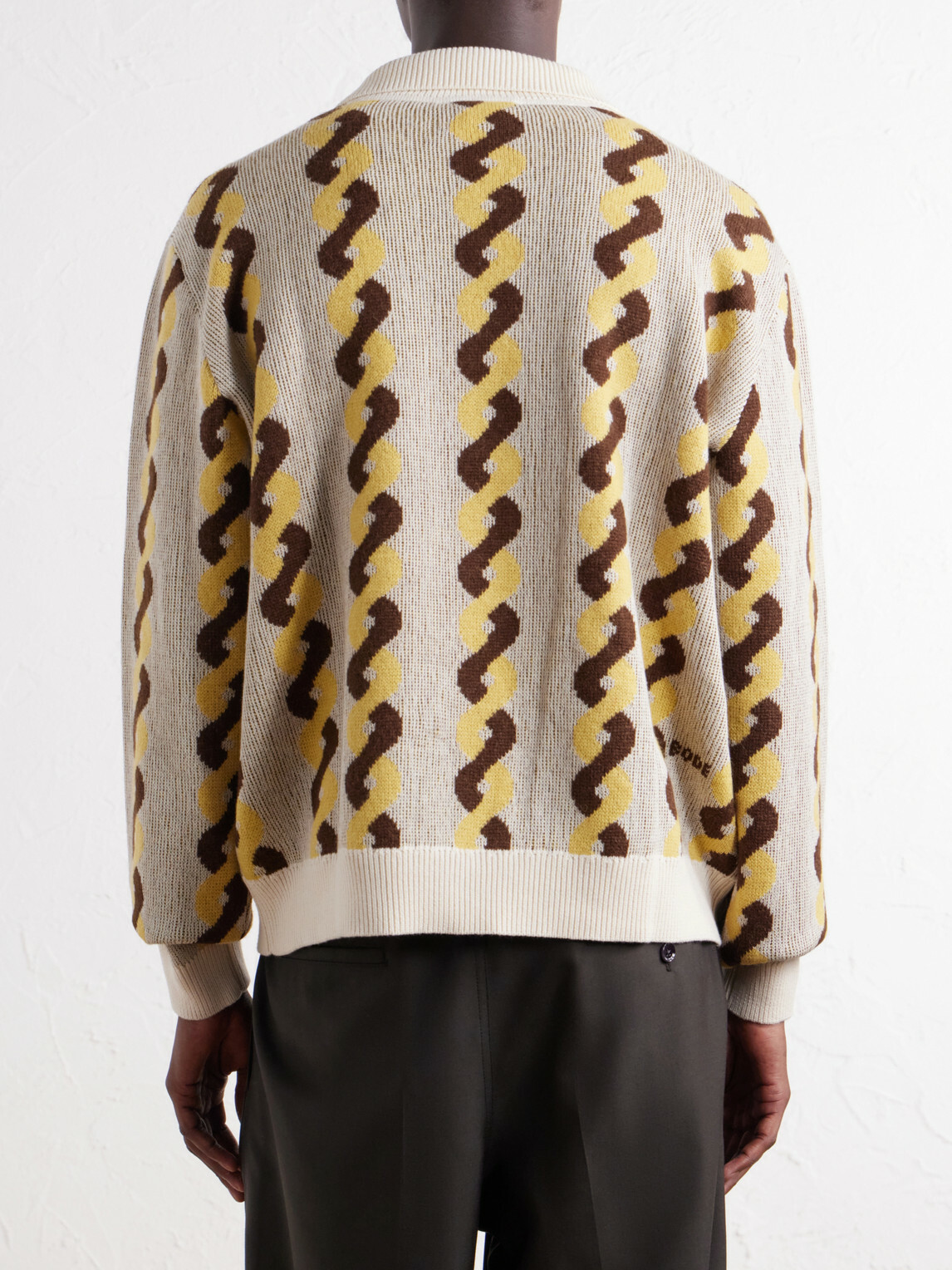 BODE - Lasso Jacquard-Knit Cotton, Alpaca and Merino Wool-Blend Polo Sweater - Neutrals