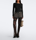 Blumarine Lace-trimmed wide-leg jeans
