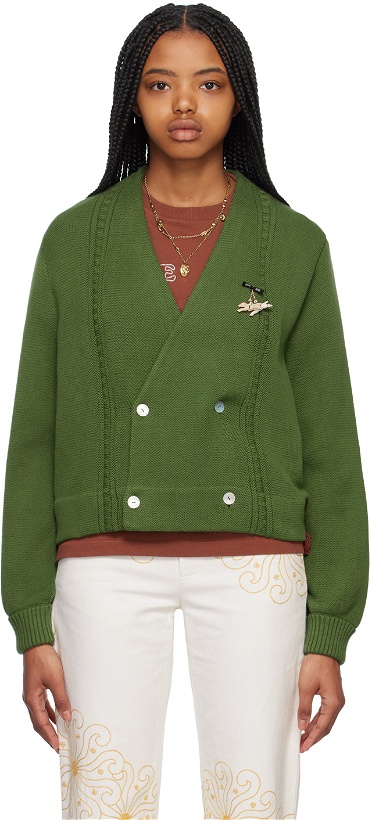 Photo: Bode Green Double-Breasted Cardigan
