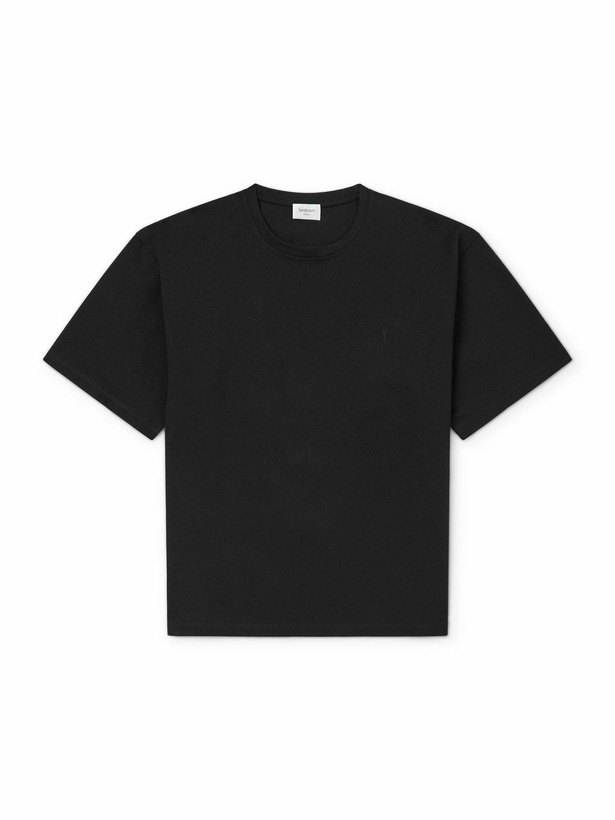 Photo: SAINT LAURENT - Cotton-Jersey T-Shirt - Black