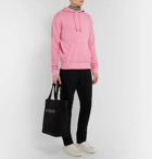 Saint Laurent - Logo-Print Distressed Loopback Cotton-Jersey Hoodie - Men - Pink