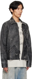 COÛT DE LA LIBERTÉ Black Luke Coated Ecru Rigid Twill Denim Jacket
