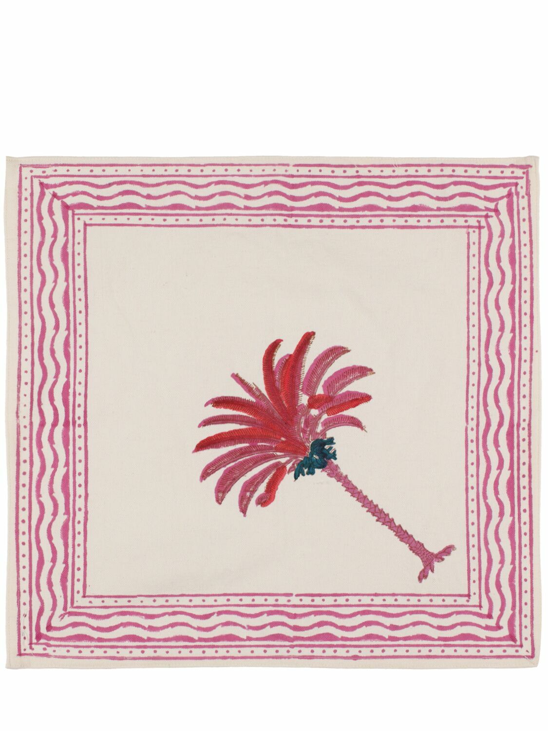 LES OTTOMANS Set Of 4 Handprinted Cotton Napkins