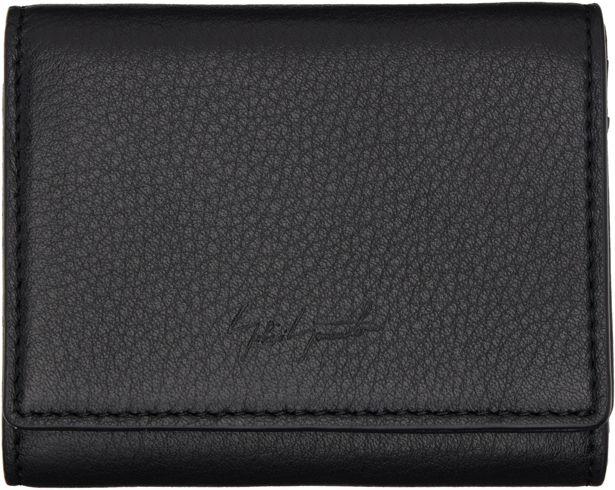 Yohji Yamamoto☆ ITALIAN LEATHER WALLET ブラック Discord Yohji Yamamoto logo-print Leather Wallet | Black