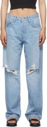 Grlfrnd Blue Bella Low Rise Boyfriend Jeans