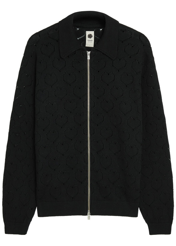 Photo: Vowels Open-knit Cotton and Cashmere-blend Cardigan Black