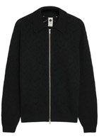 Vowels Open-knit Cotton and Cashmere-blend Cardigan Black