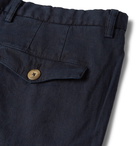 Thom Sweeney - Navy Slim-Fit Stretch Linen and Cotton-Blend Cargo Trousers - Navy