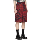 Alexander McQueen Black and Red Ivy Creeper Shorts