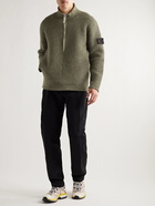 Stone Island Shadow Project - Logo-Appliquéd Textured-Knit Half-Zip Sweater - Green