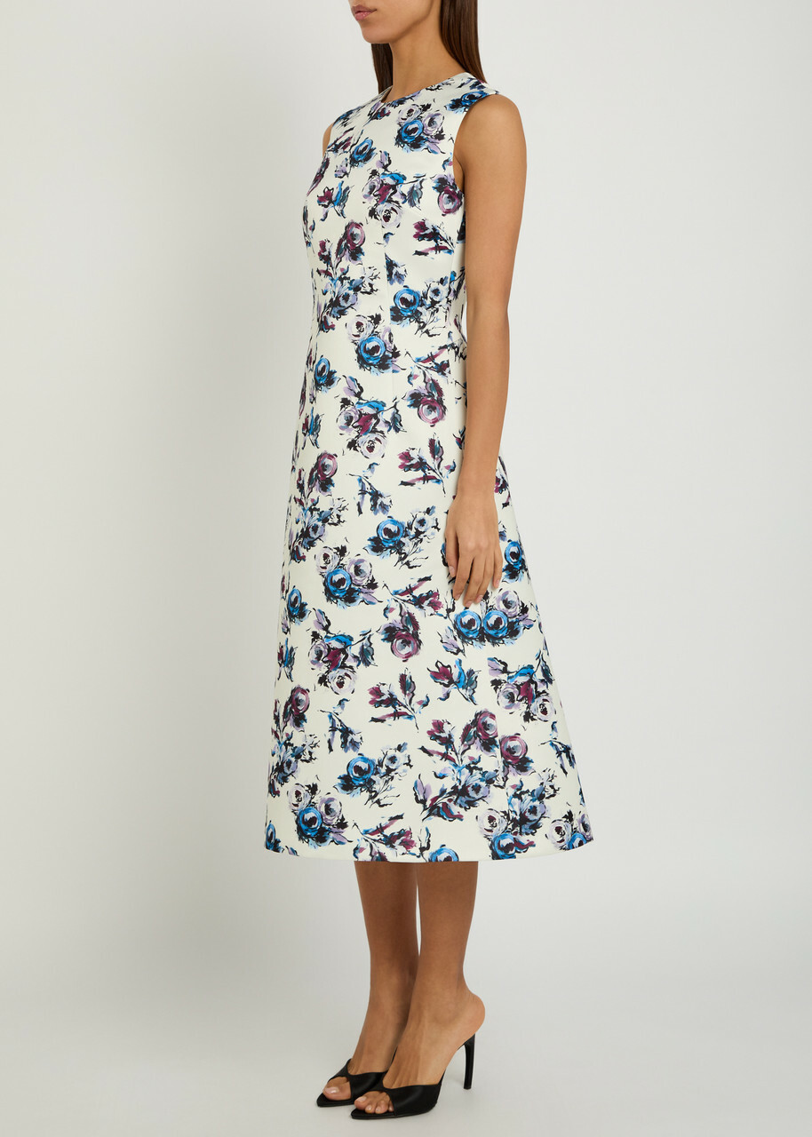 Emilia Wickstead Rumi Floral Satin Midi Dress Purple