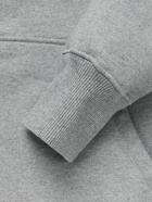 AMI PARIS - Logo-Embroidered Organic Cotton-Jersey Hoodie - Gray
