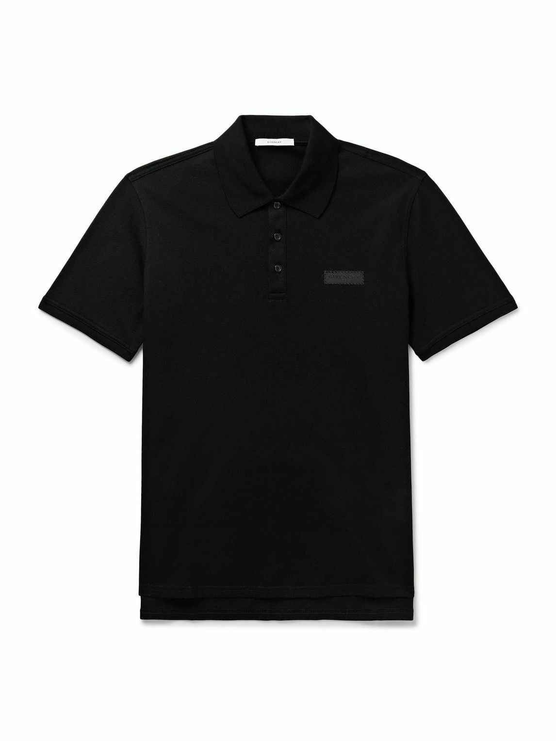 Givenchy polo シャツ Givenchy - Logo-Print Cotton-Piqué Half-Zip Polo Shirt - Black