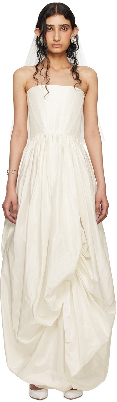 Photo: Wed SSENSE Exclusive Off-White Gathered Maxi Dress