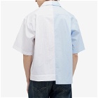 MM6 Maison Margiela Men's Logo Hybrid Short Sleeve Shirt in Light Blue
