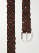 BRUNELLO CUCINELLI - 4cm Woven Leather and Suede Belt - Brown
