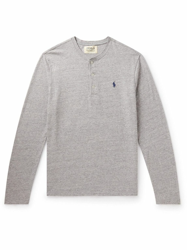 Photo: Polo Ralph Lauren - Logo-Embroidered Cotton-Jersey Henley T-Shirt - Gray