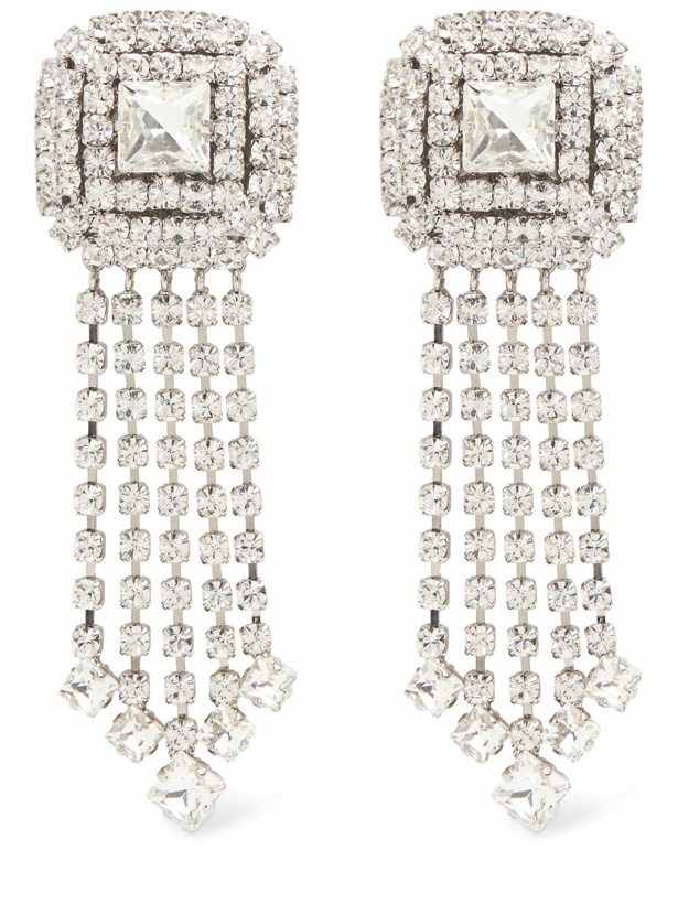 Photo: ALESSANDRA RICH Square Crystal Earrings with Fringes