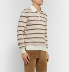Ermenegildo Zegna - Striped Cotton and Silk-Blend Polo Shirt - Neutrals