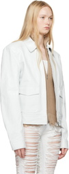 MM6 Maison Margiela Off-White Light Sports Leather Jacket