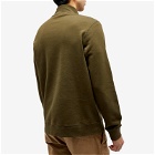 Sunspel Men's Loopback Half Zip Sweater in Dark Olive