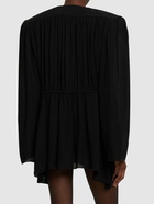 WARDROBE.NYC - Gathered V-neck Silk Mini Dress