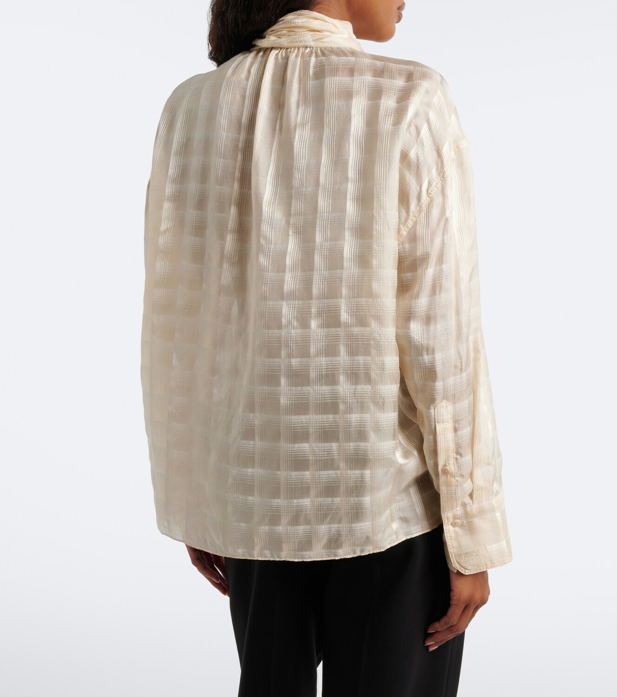 Dorothee Schumacher Airy Check tie-neck cotton and silk blouse