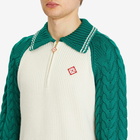Casablanca Men's Cable Knit Zip Up in Green/White