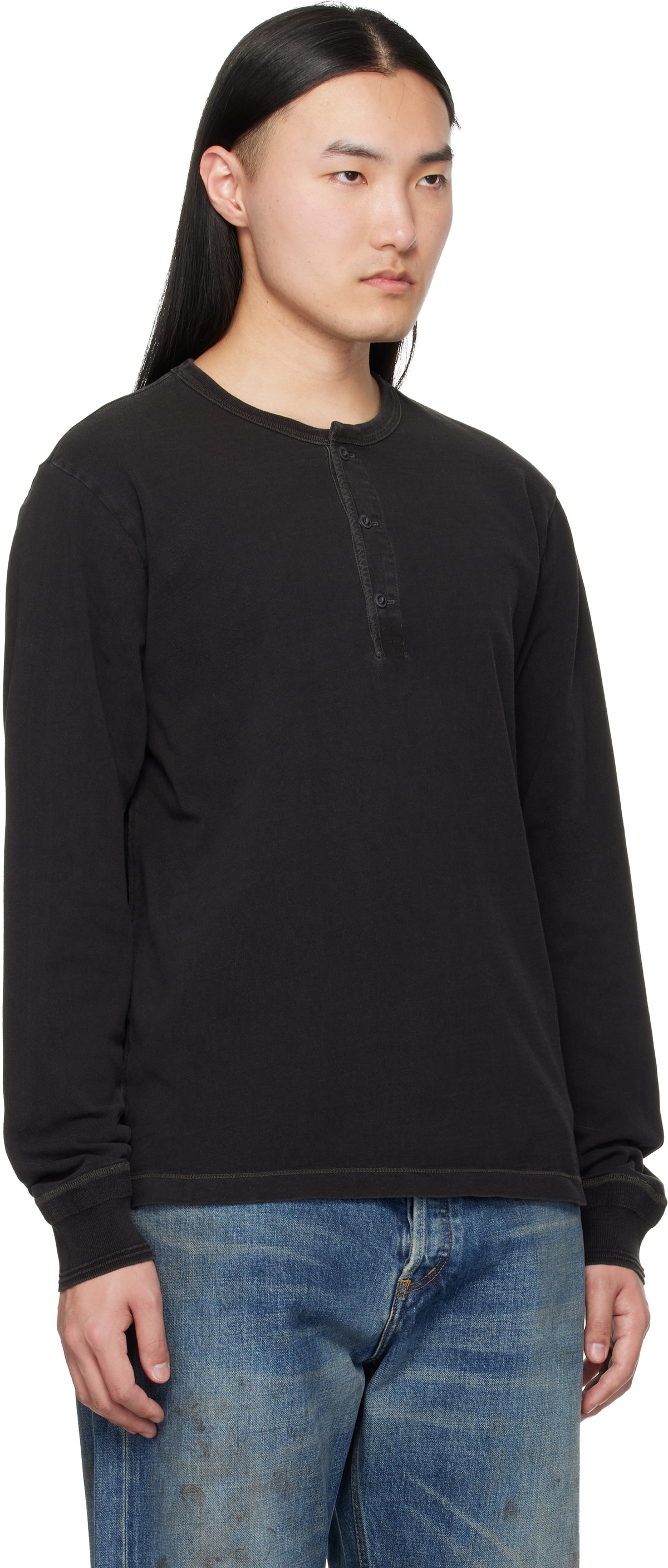 RRL Black Indigo Jersey Henley