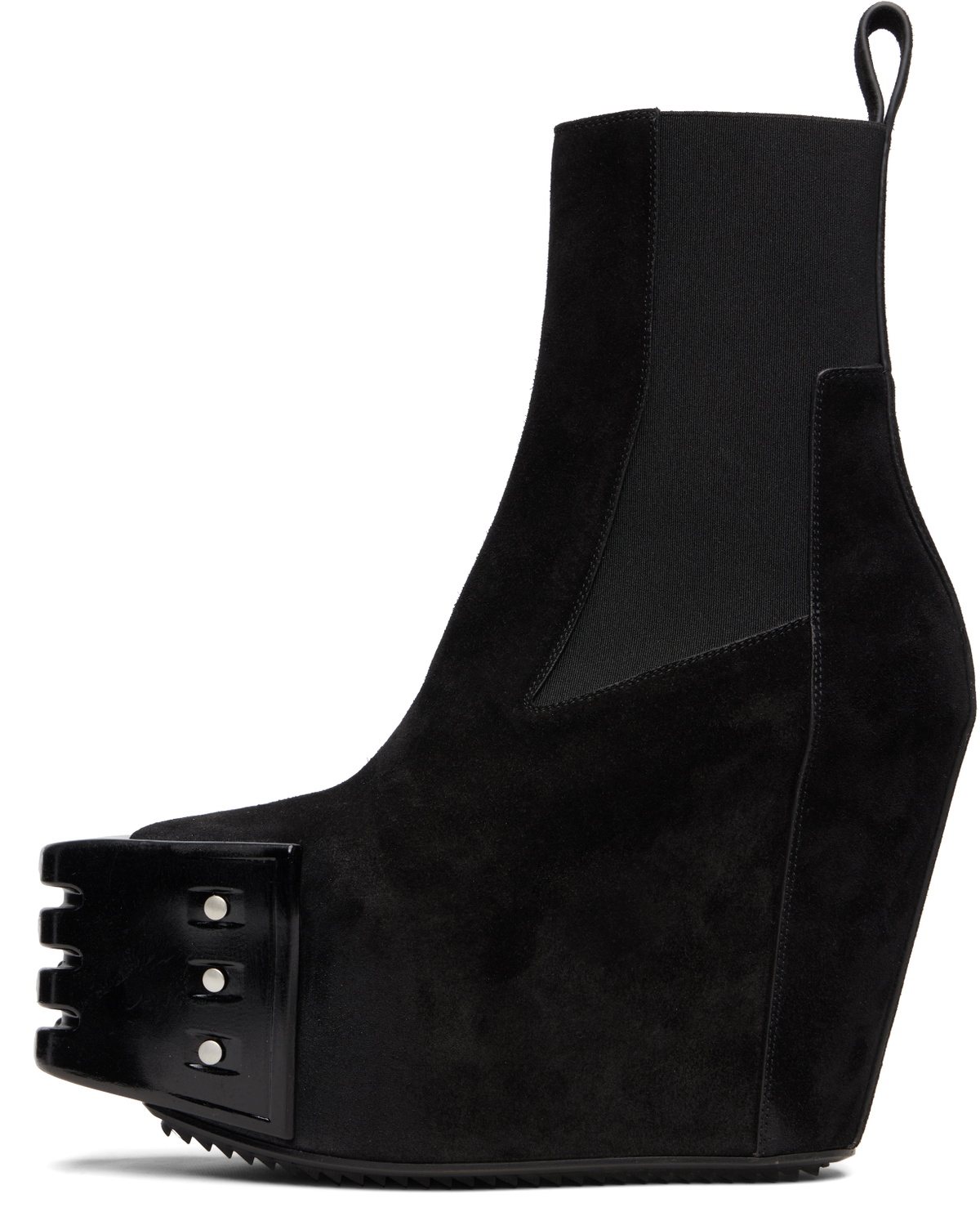 靴 GRILLED WEDGE BEATLE BLACK 42 RU01E5848 Rick Owens Black Grilled Wedge Beatle Suede Chelsea Boots Rick Owens
