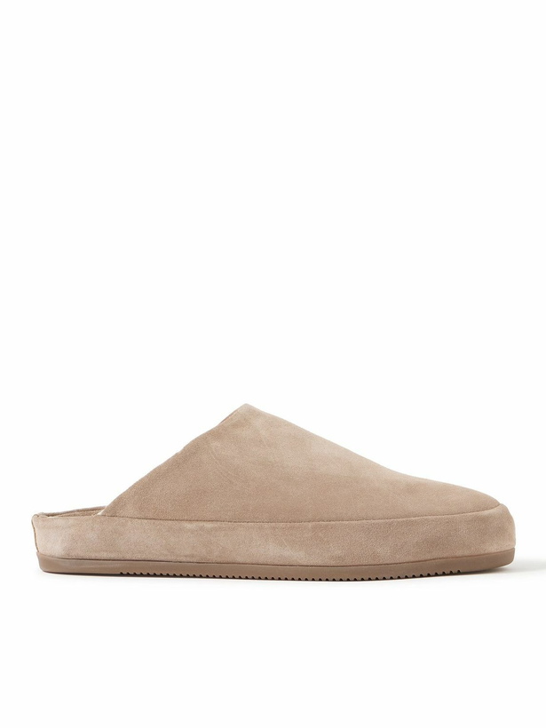 Photo: Mulo - Shearling-Lined Suede Slippers - Brown