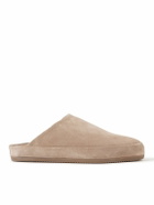 Mulo - Shearling-Lined Suede Slippers - Brown
