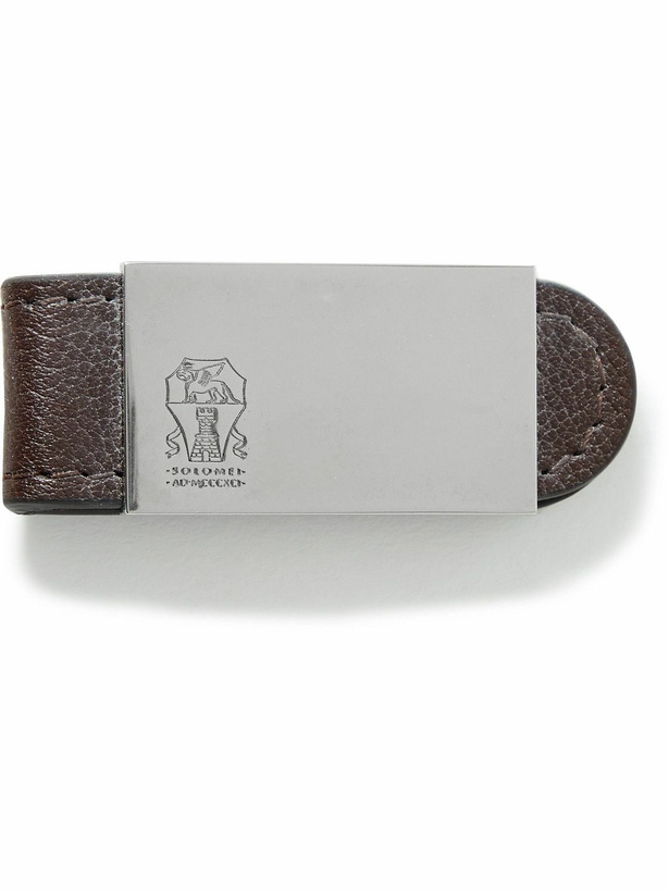 Photo: Brunello Cucinelli - Full-Grain Leather and Engraved Silver-Tone Money Clip